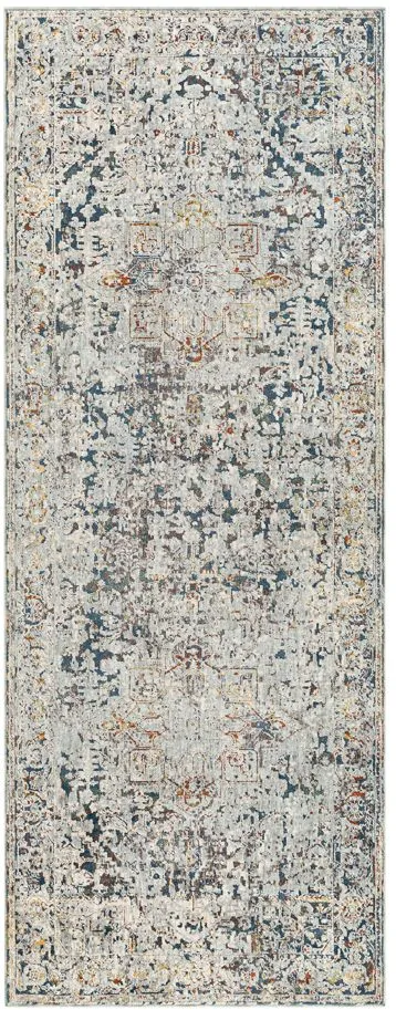 Presidential Gypsy Rug in Pale Blue, Bright Blue, Medium Gray, Peach, Ivory, Butter, Burnt Orange, Lime, Charcoal by Surya