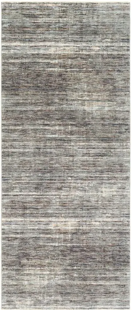 Presidential Banded Rug in Medium Gray, Charcoal, Ivory, Butter, Pale Blue, Bright Blue, Lime, Peach, Burnt Orange by Surya