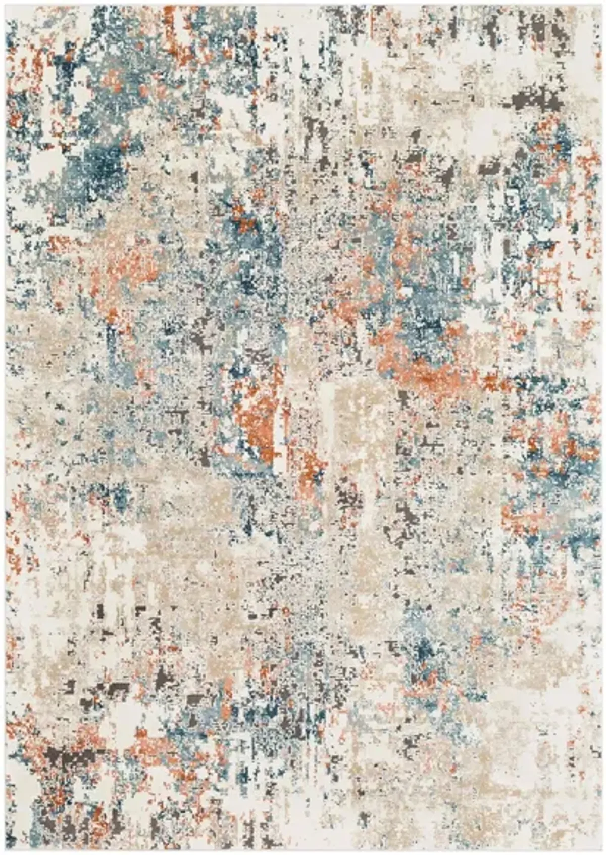 Pune Delhi Rug in Teal, Aqua, Beige, Taupe, Dark Brown, Burnt Orange, Coral, Camel by Surya