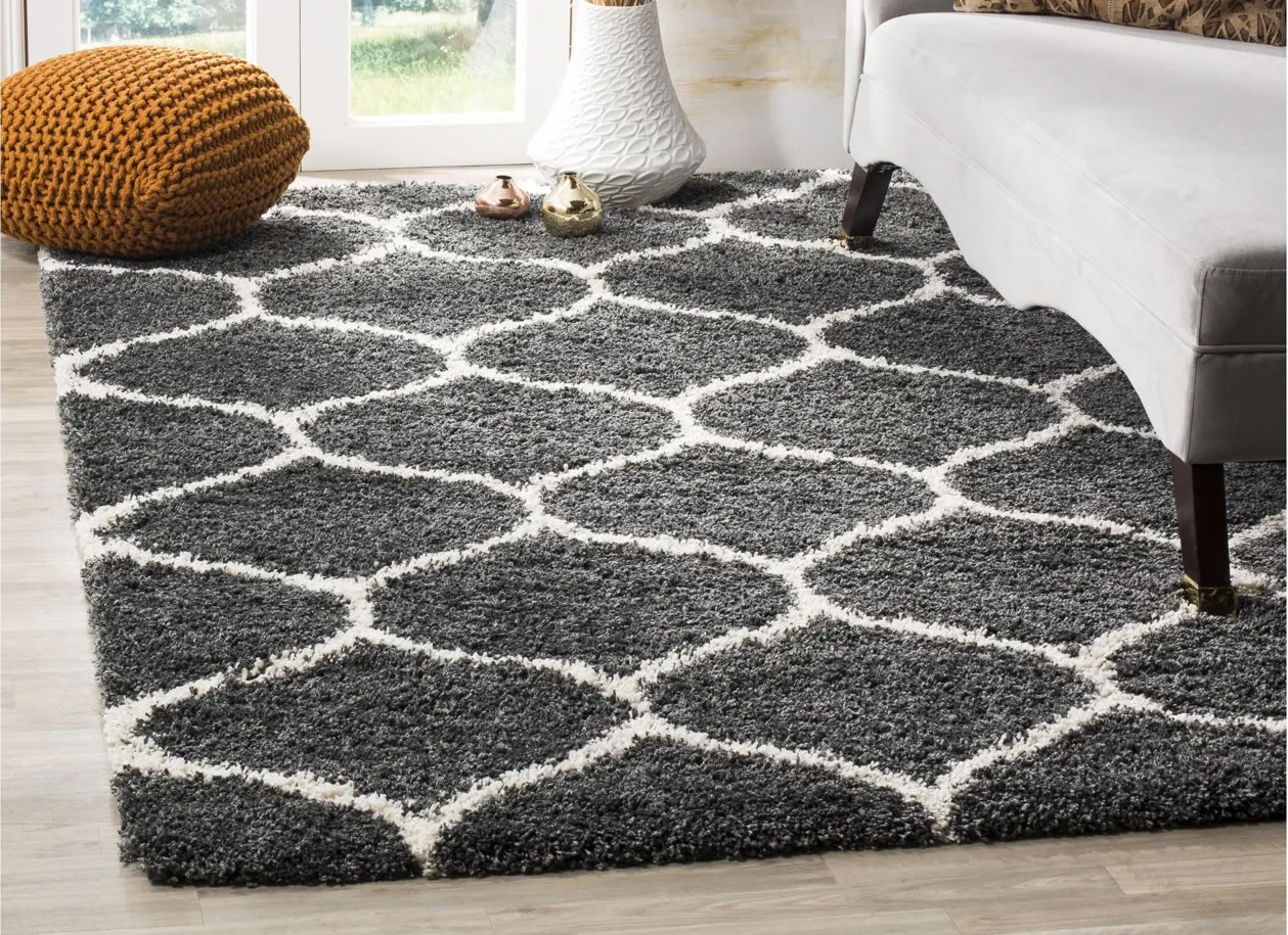 Hudson Shag Area Rug in DarkGrey/Ivory by Safavieh