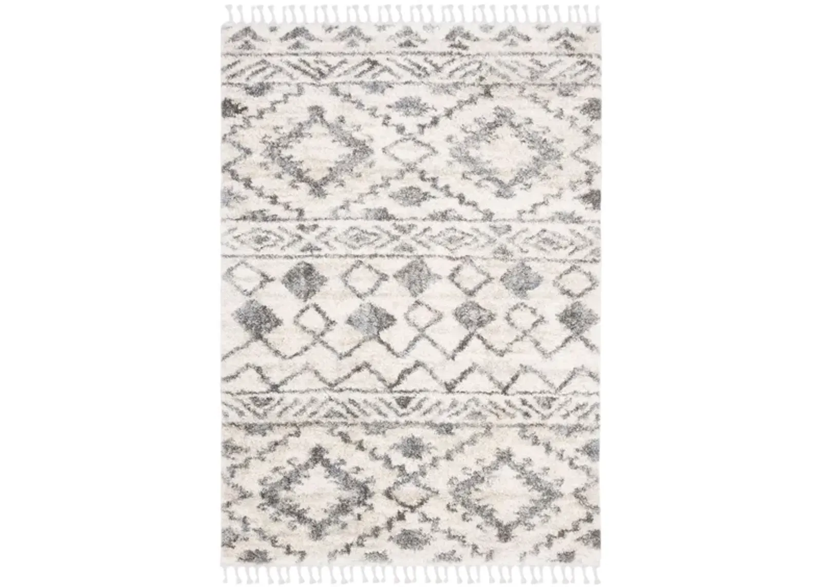 Berber Fringe Shag Area Rug in Cream/Navy by Safavieh