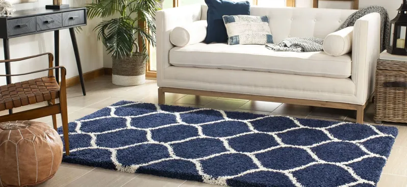 Hudson Shag Area Rug in Navy/Ivory by Safavieh