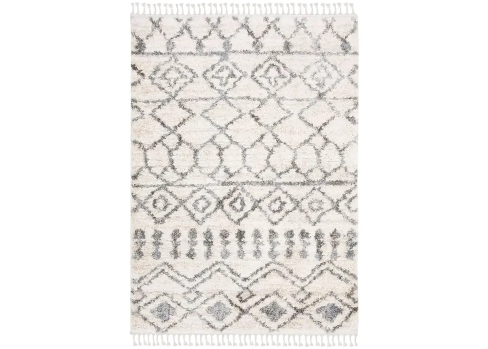 Berber Fringe Shag Area Rug in Cream/Grey by Safavieh