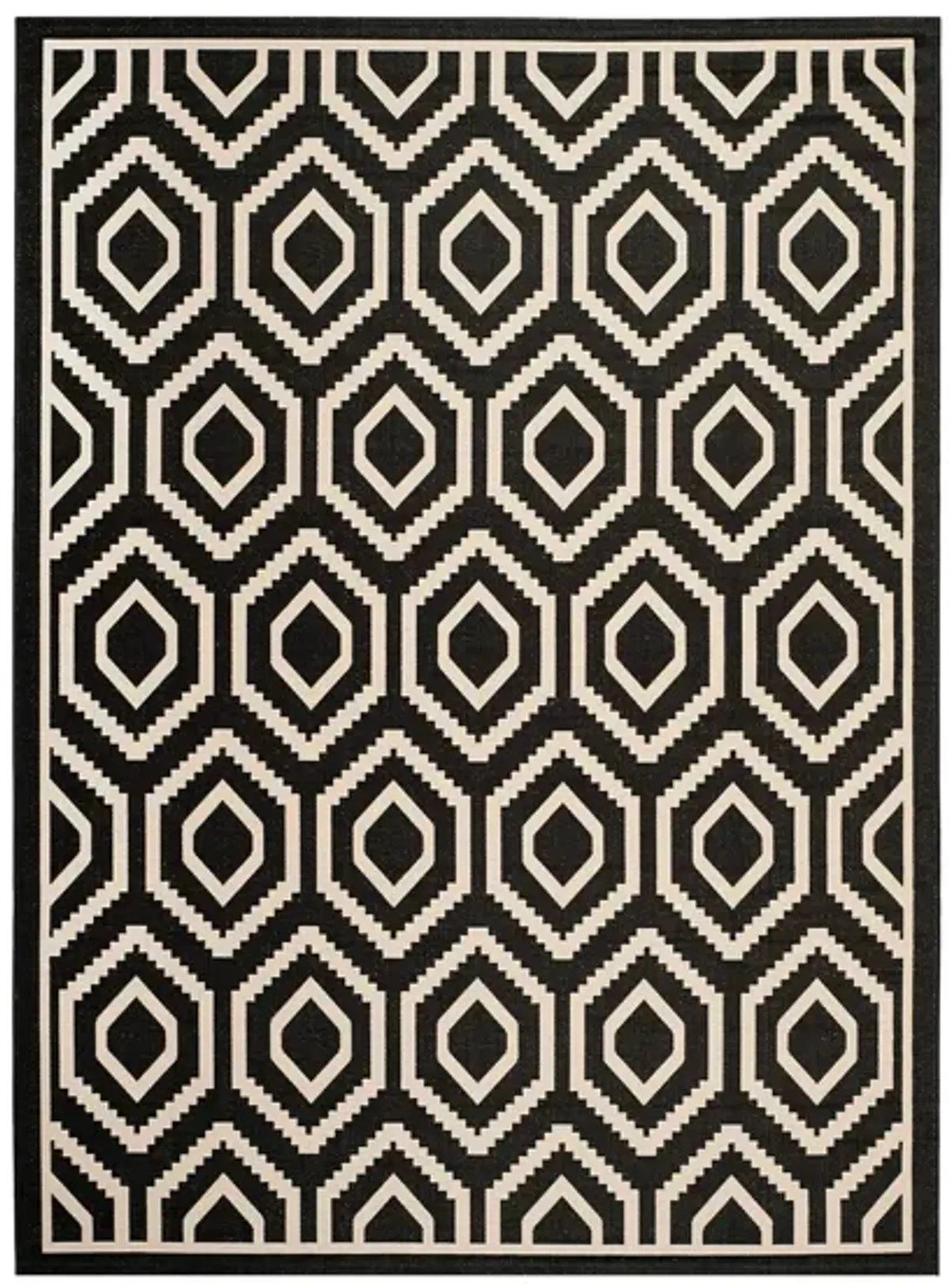 Courtyard Diamonds Indoor/Outdoor Area Rug in Black & Beige by Safavieh