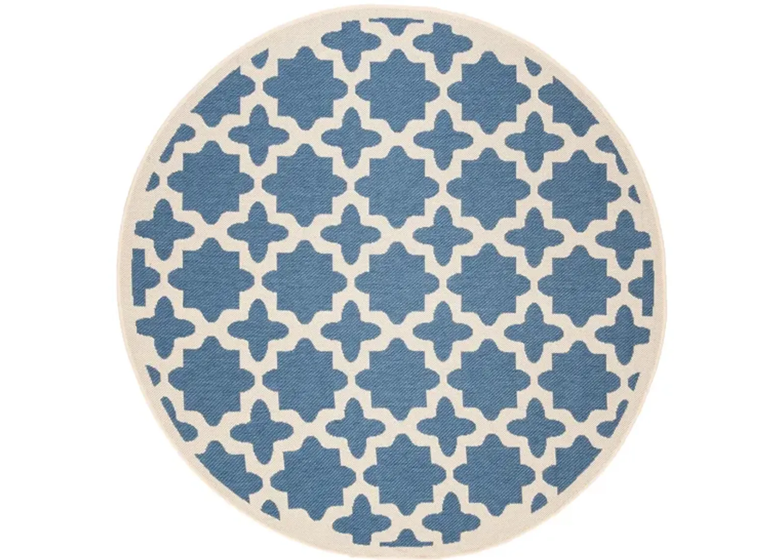 Courtyard Tile Indoor/Outdoor Area Rug Round in Blue & Beige by Safavieh