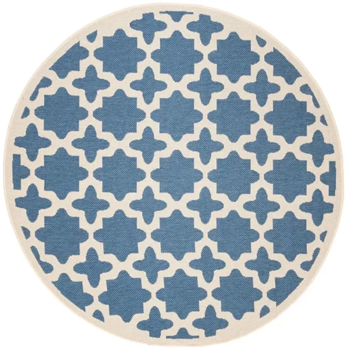 Courtyard Tile Indoor/Outdoor Area Rug Round in Blue & Beige by Safavieh