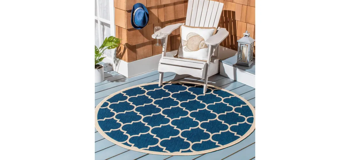 Courtyard Lattice Indoor/Outdoor Area Rug Round