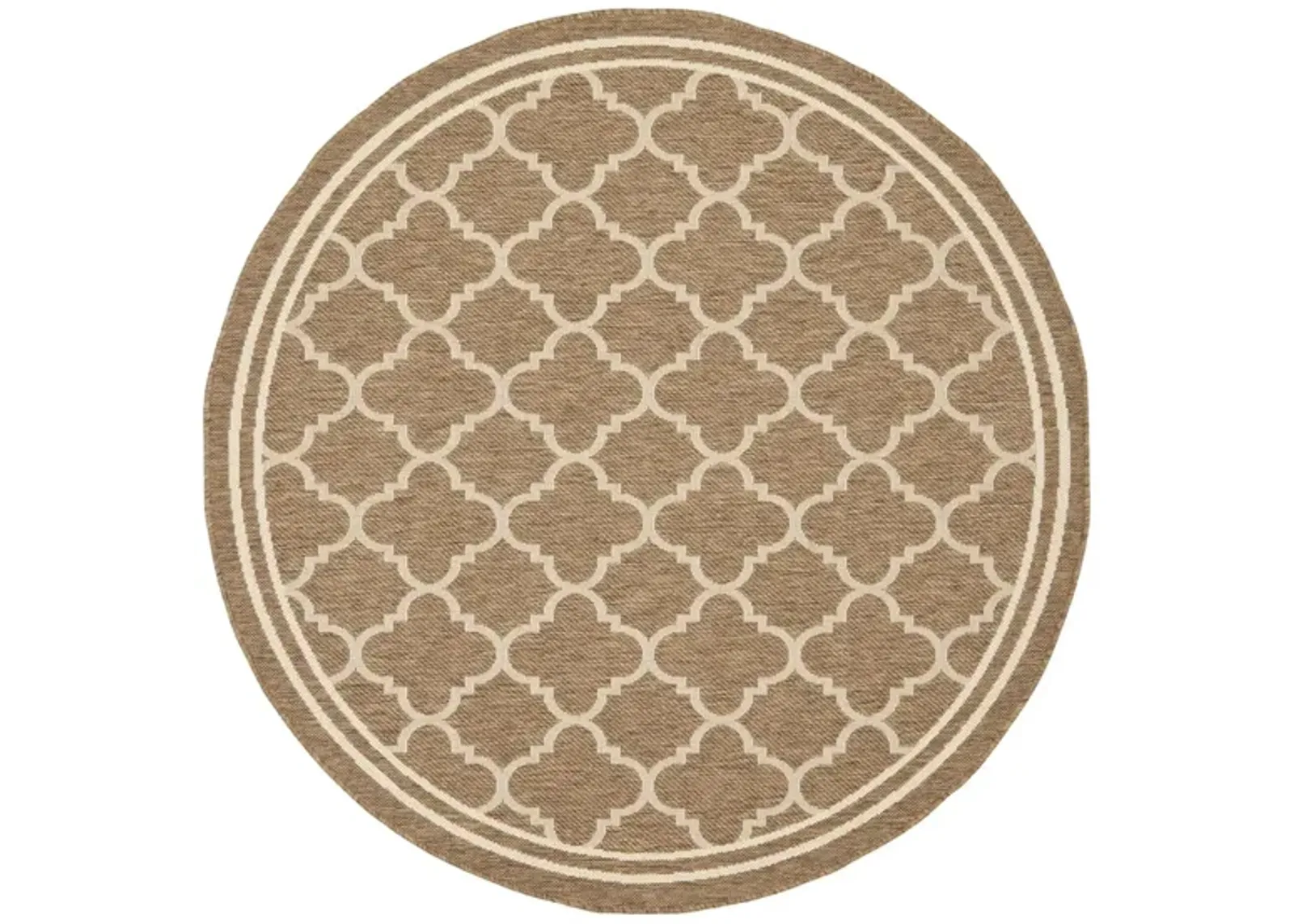 Courtyard Pathway Indoor/Outdoor Area Rug Round in Brown & Bone by Safavieh