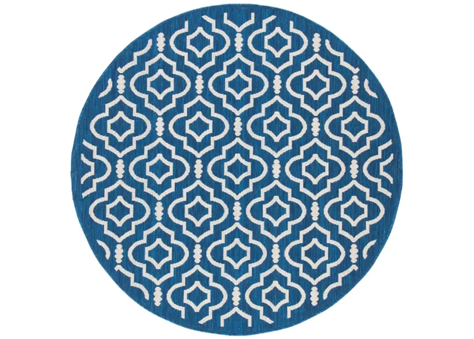 Courtyard Key Indoor/Outdoor Area Rug Round in Navy & Beige by Safavieh