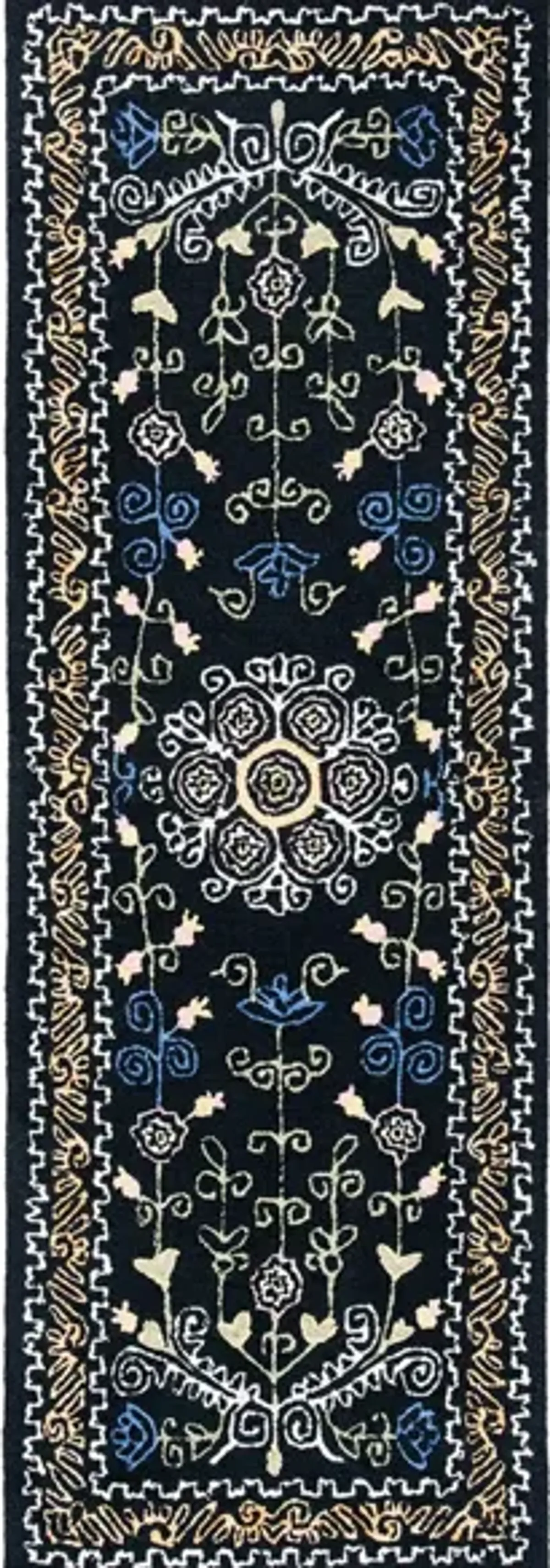 Shakespeare Runner Rug in Black & Green by Safavieh