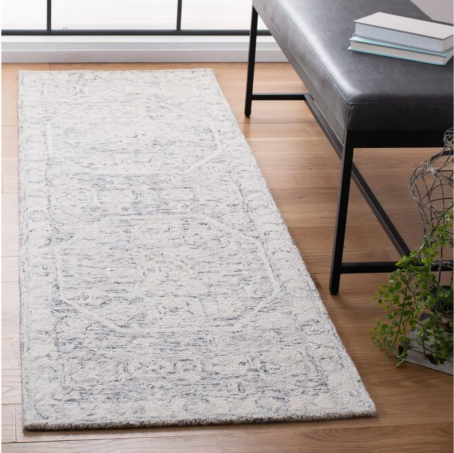 Fluffton Runner Rug in Charcoal & Cream by Safavieh