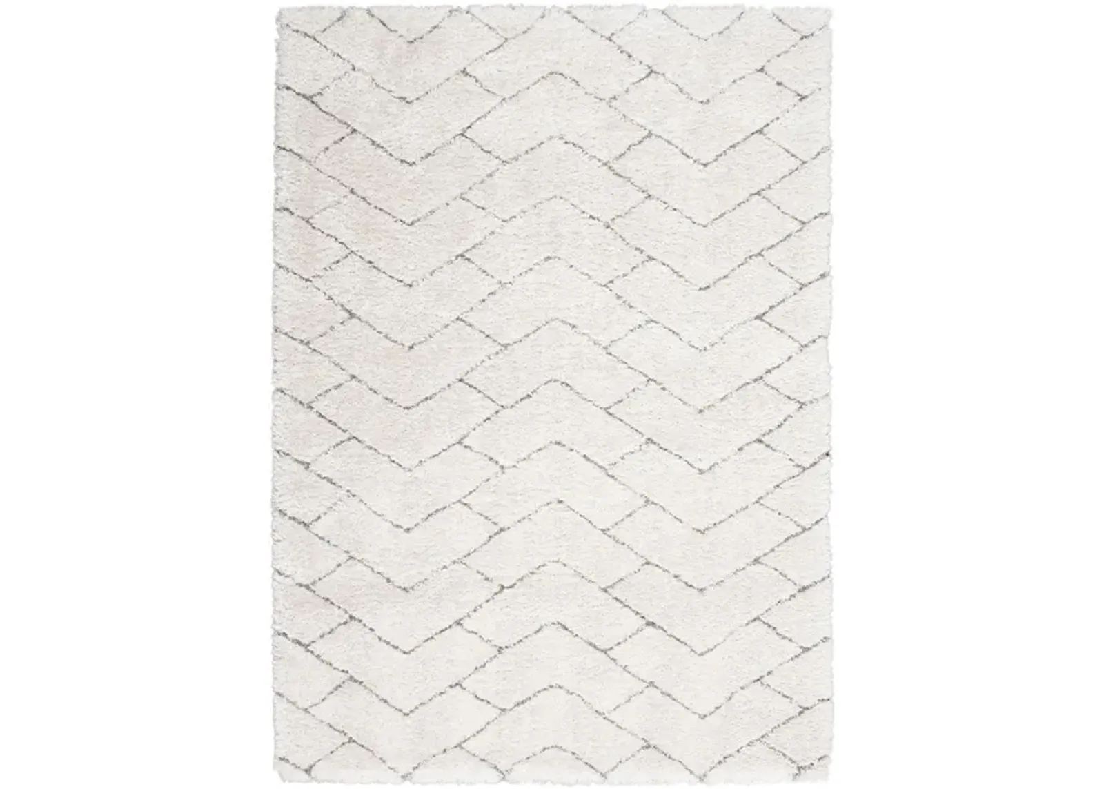 Epicurean Shag Area Rug in Ivory/Grey by Nourison