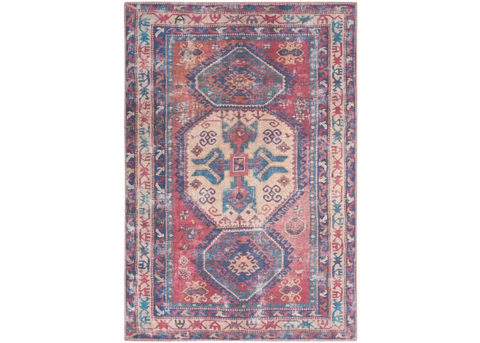 Nicole Curtis Bryngolau Area Rug in Red/Navy by Nourison