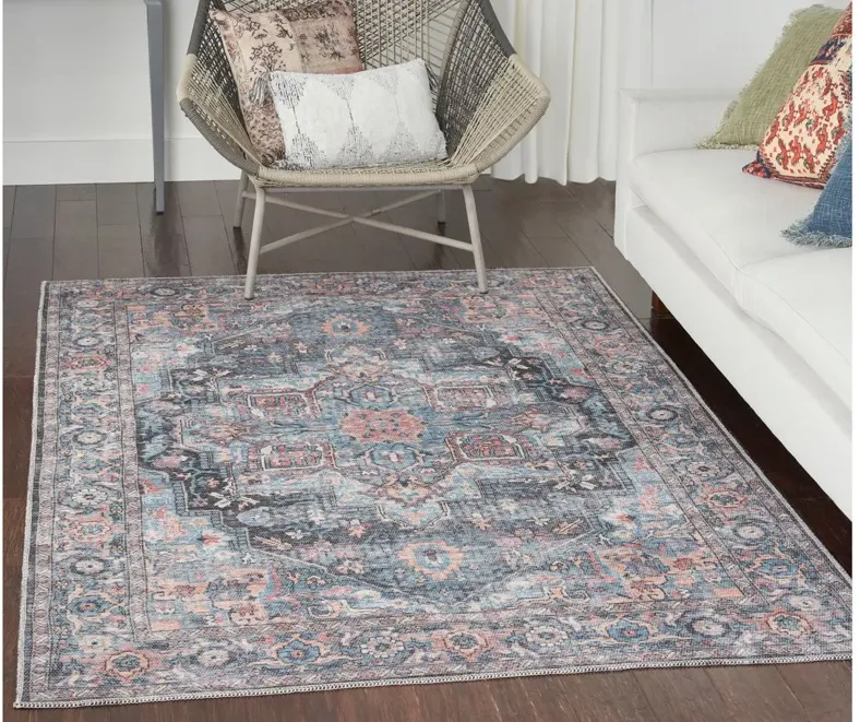 Nicole Curtis Stopher Area Rug in Light Blue Multi by Nourison