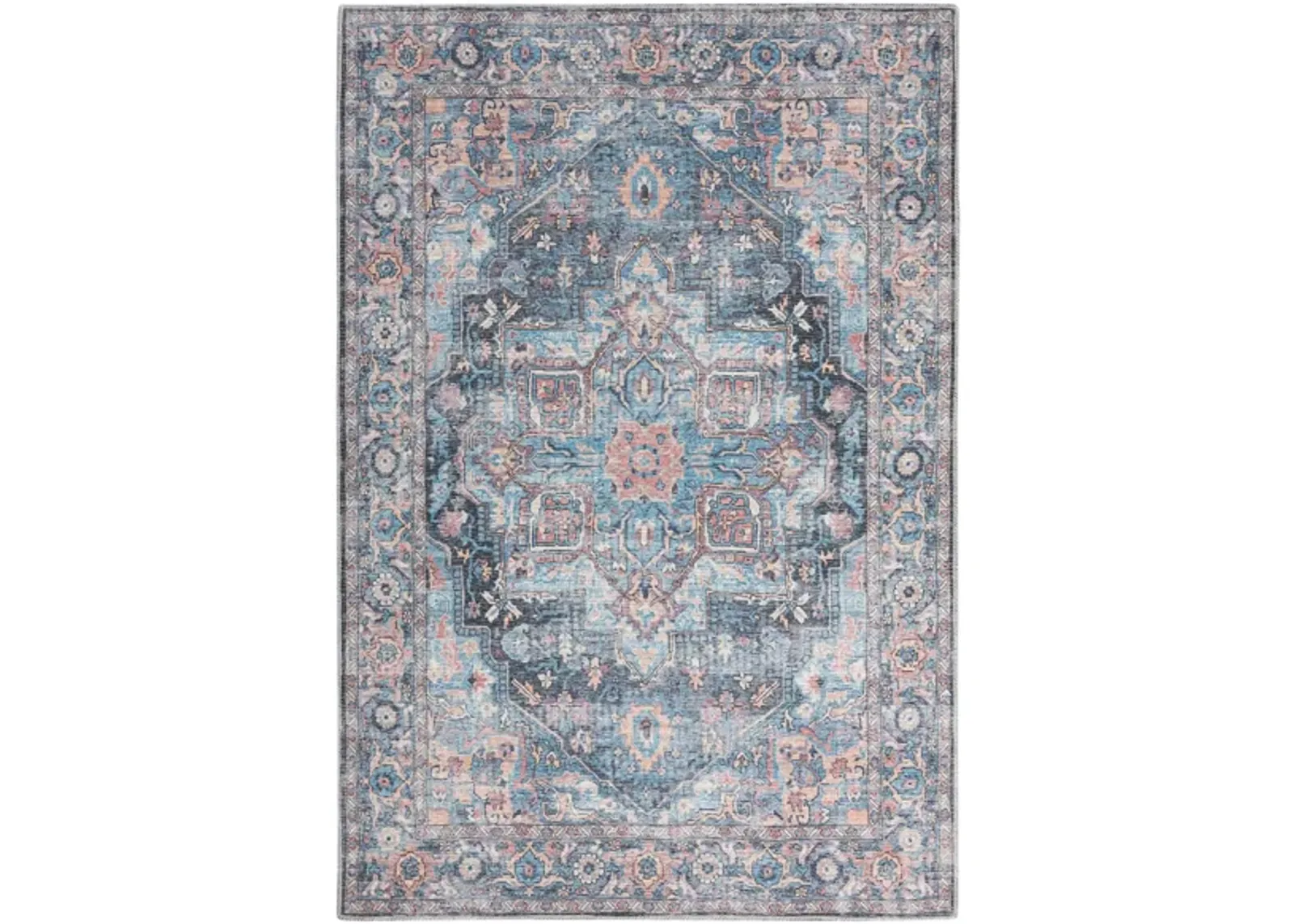 Nicole Curtis Stopher Area Rug in Light Blue Multi by Nourison