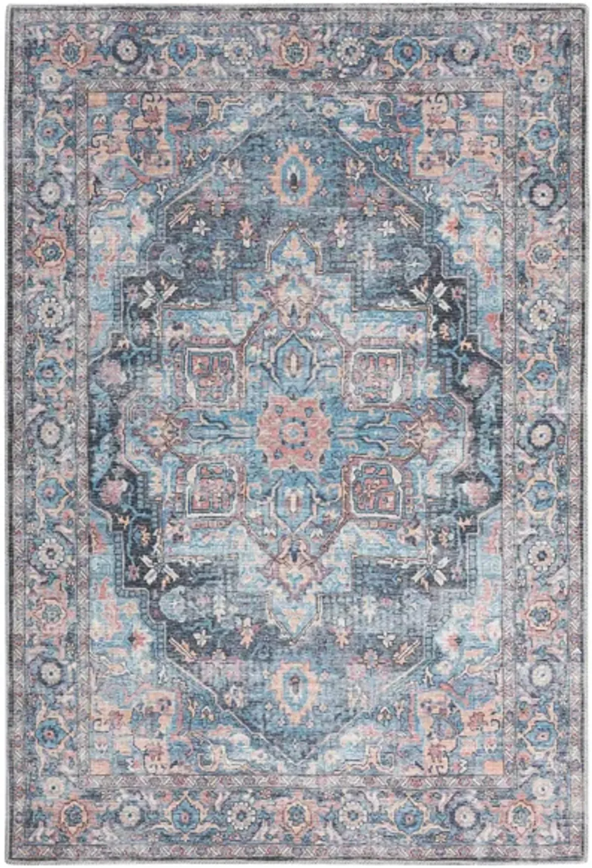 Nicole Curtis Stopher Area Rug in Light Blue Multi by Nourison