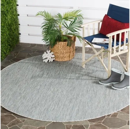 Courtyard Diamond Tile Indoor/Outdoor Area Rug Round in Gray & Navy by Safavieh