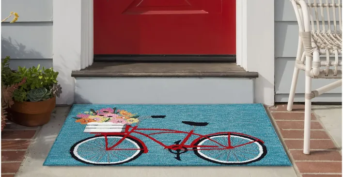 Liora Manne Bike Ride Front Porch Rug in Blue by Trans-Ocean Import Co Inc