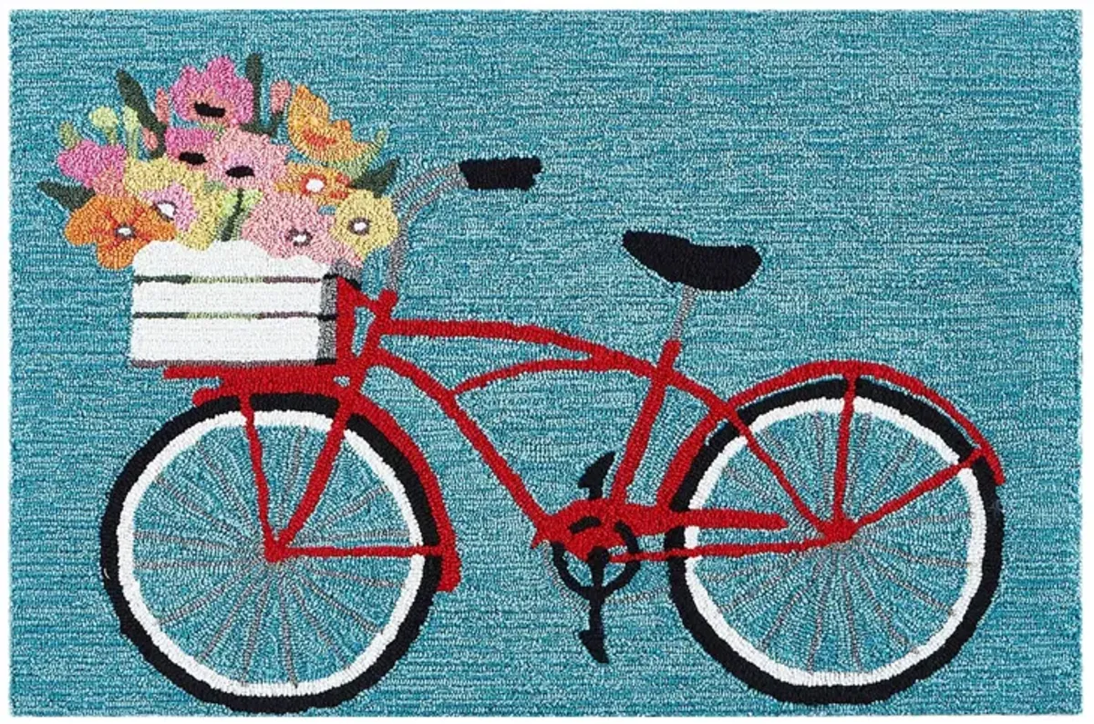 Liora Manne Bike Ride Front Porch Rug in Blue by Trans-Ocean Import Co Inc