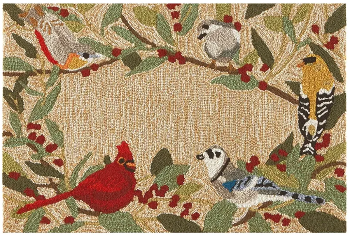 Liora Manne Bird Border Front Porch Rug in Natural by Trans-Ocean Import Co Inc