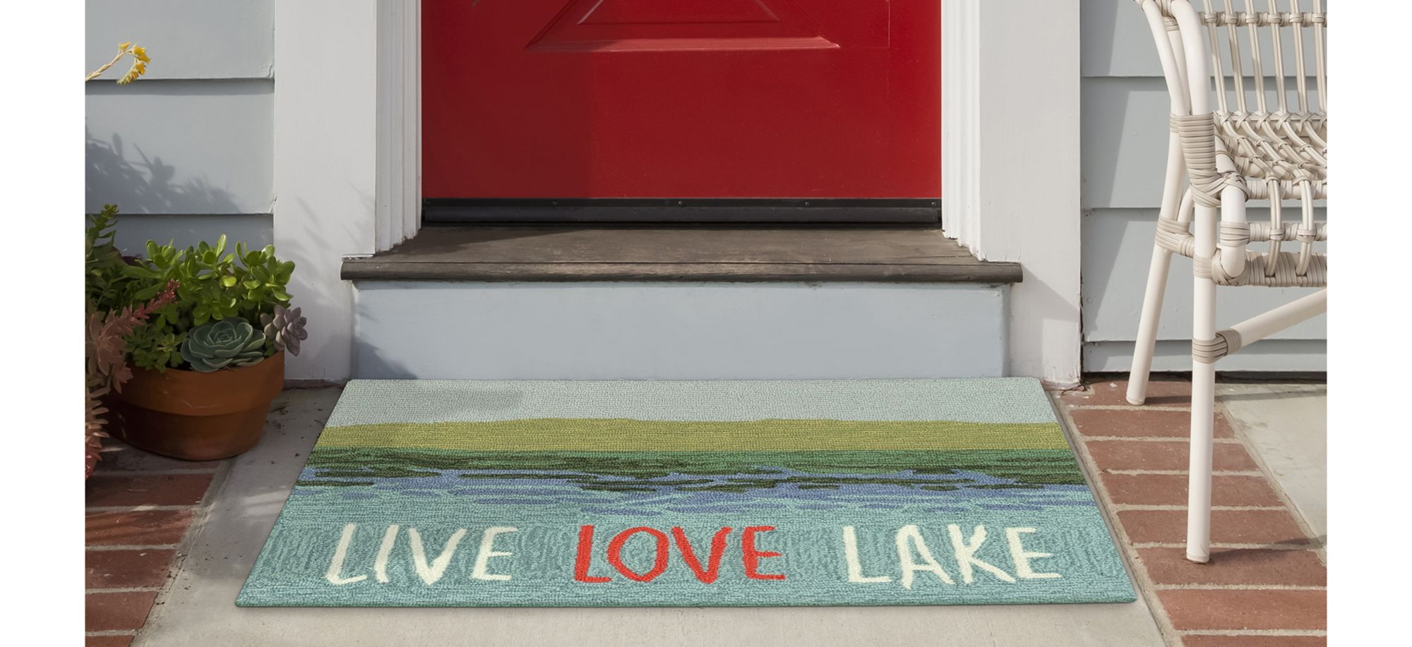 Liora Manne Live Love Lake Front Porch Rug in Water by Trans-Ocean Import Co Inc