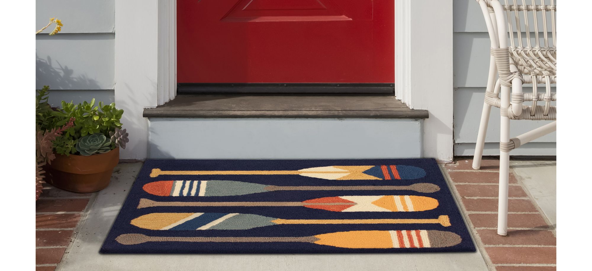 Liora Manne Paddles Front Porch Rug in Navy by Trans-Ocean Import Co Inc