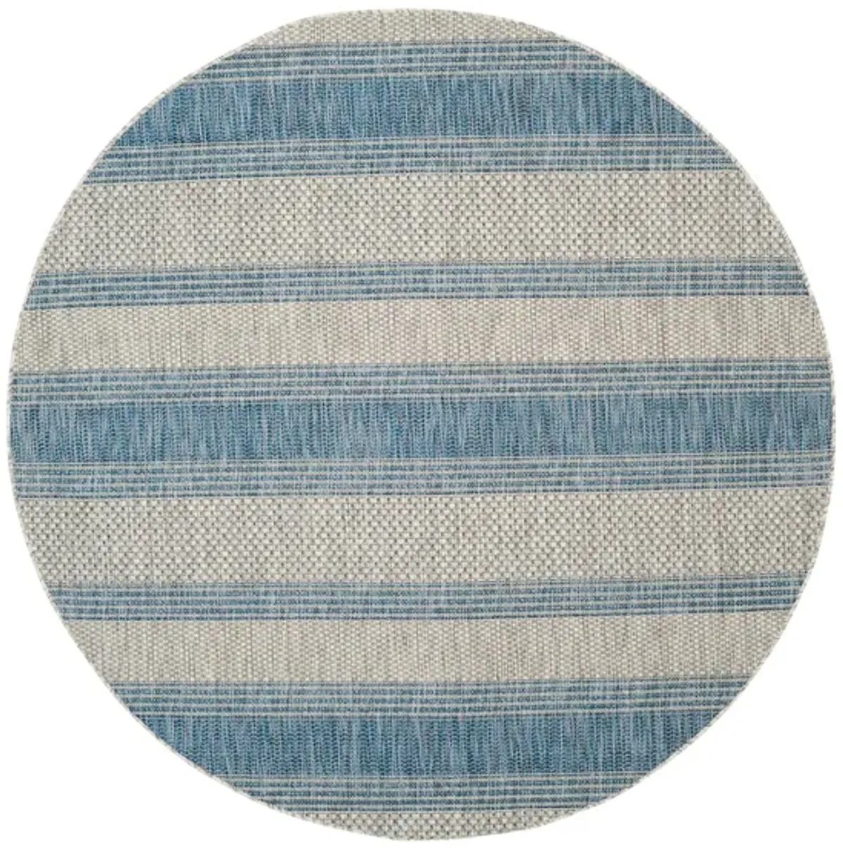 Courtyard Waves Indoor/Outdoor Area Rug Round in Gray & Navy by Safavieh