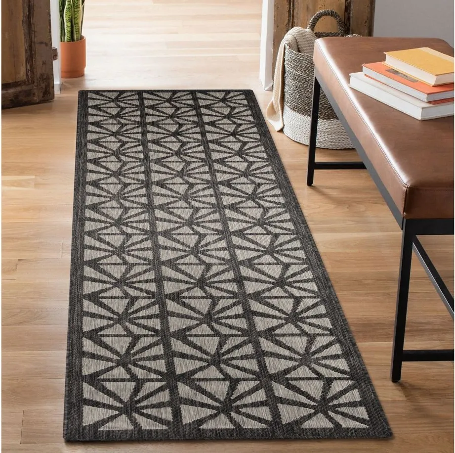 Carmel Tonga Tile Indoor/Outdoor Rug in Black by Trans-Ocean Import Co Inc