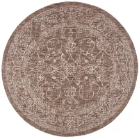 Courtyard Pacific Indoor/Outdoor Area Rug Round in Brown & Ivory by Safavieh