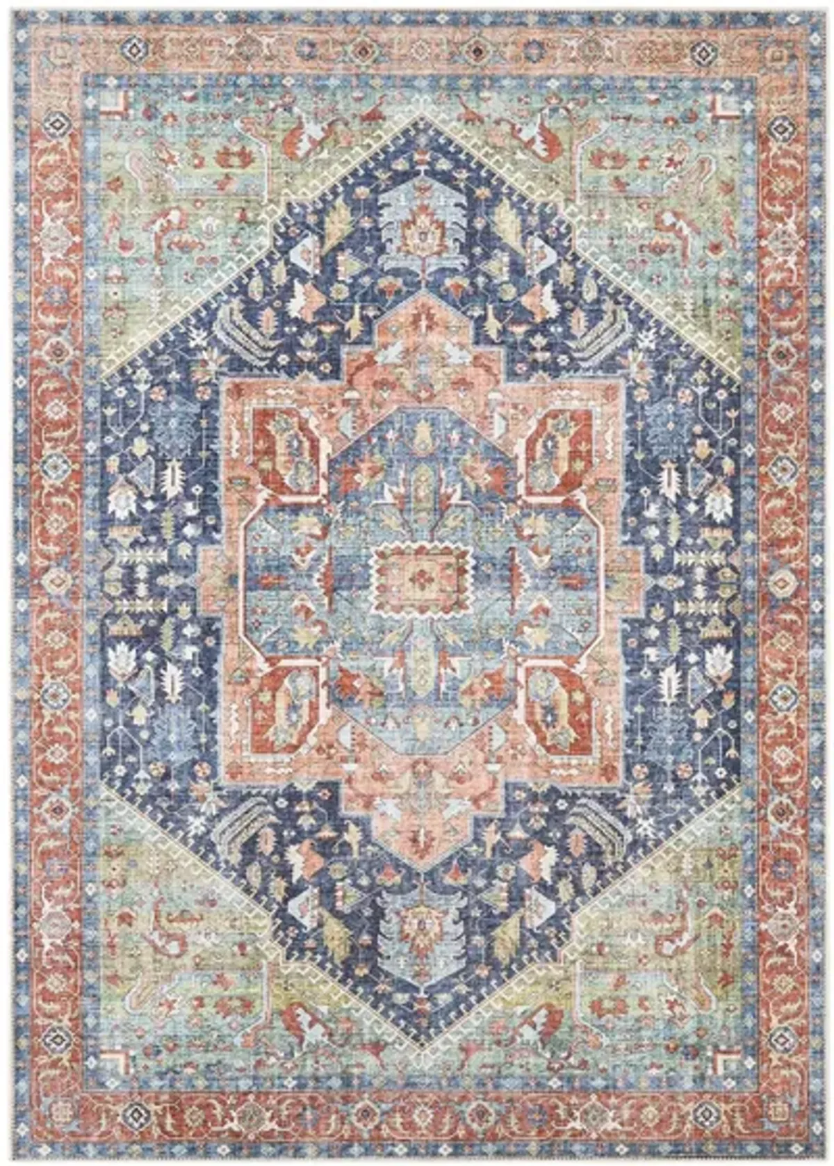 Amelie Area Rug in Navy, Peach, Grass Green, Coral, Denim, Burnt Orange, Bright Blue, Emerald, Teal, Beige, Blush by Surya