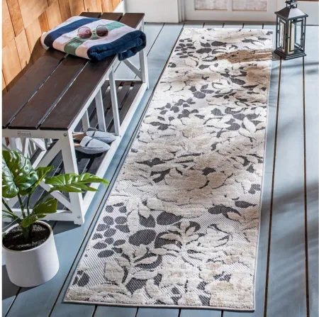 Cabana Runner Rug in Ivory & Charcoal by Safavieh