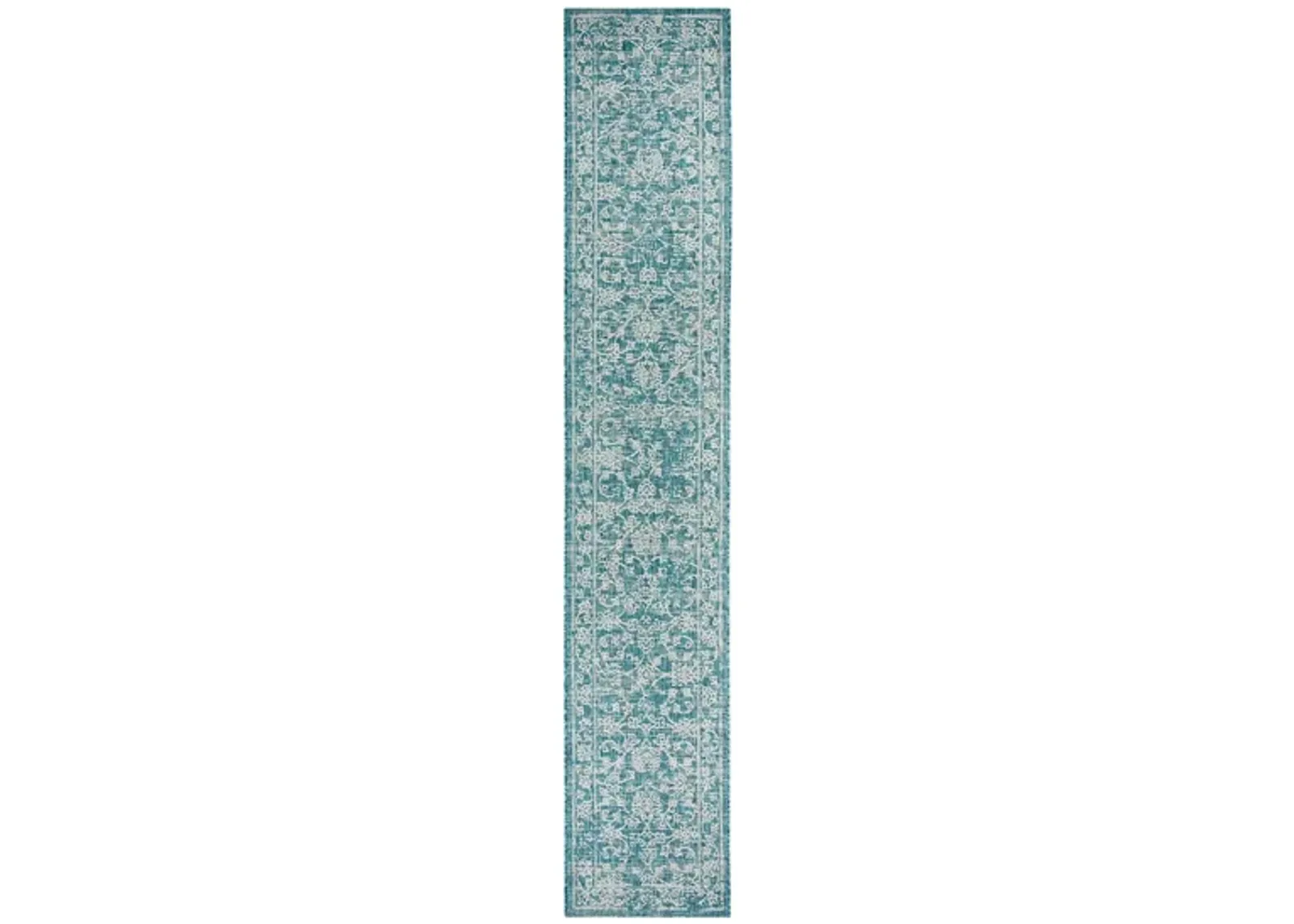 Courtyard Pacific Indoor/Outdoor Runner Rug in Turquoise by Safavieh