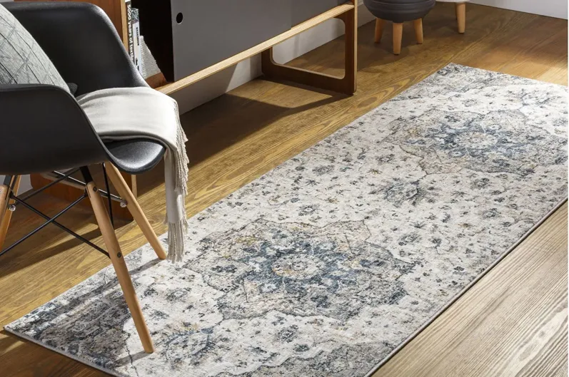 Caerdyf Shotton Area Rug in Teal, Ivory, Gray, Camel by Surya