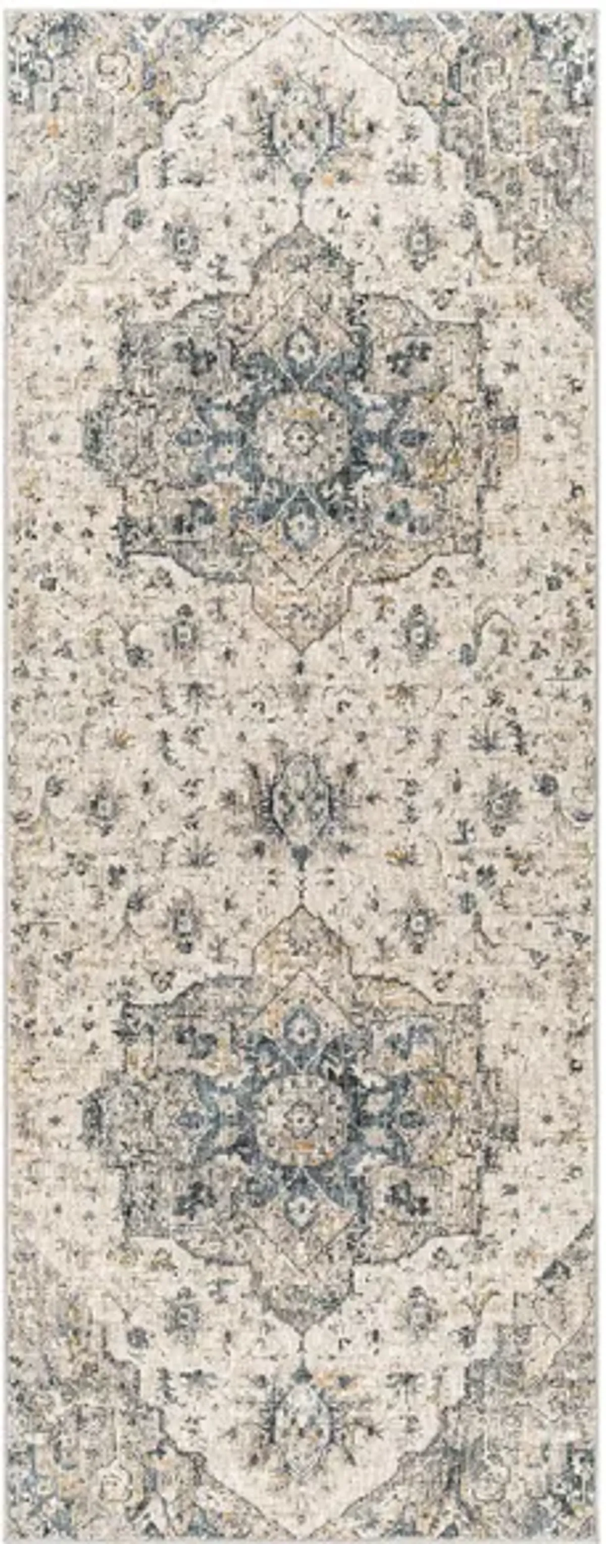 Caerdyf Shotton Area Rug in Teal, Ivory, Gray, Camel by Surya