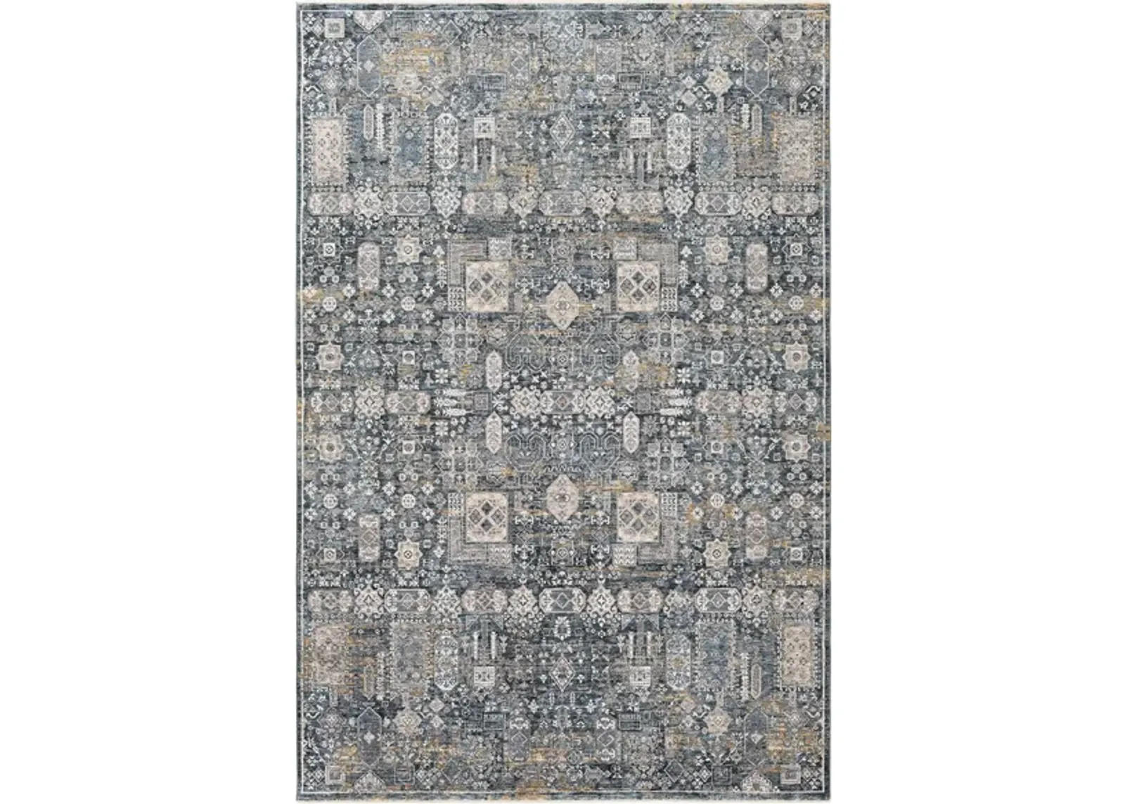 Caerdyf Tywyn Area Rug in Teal, Gray, Ivory, Charcoal by Surya