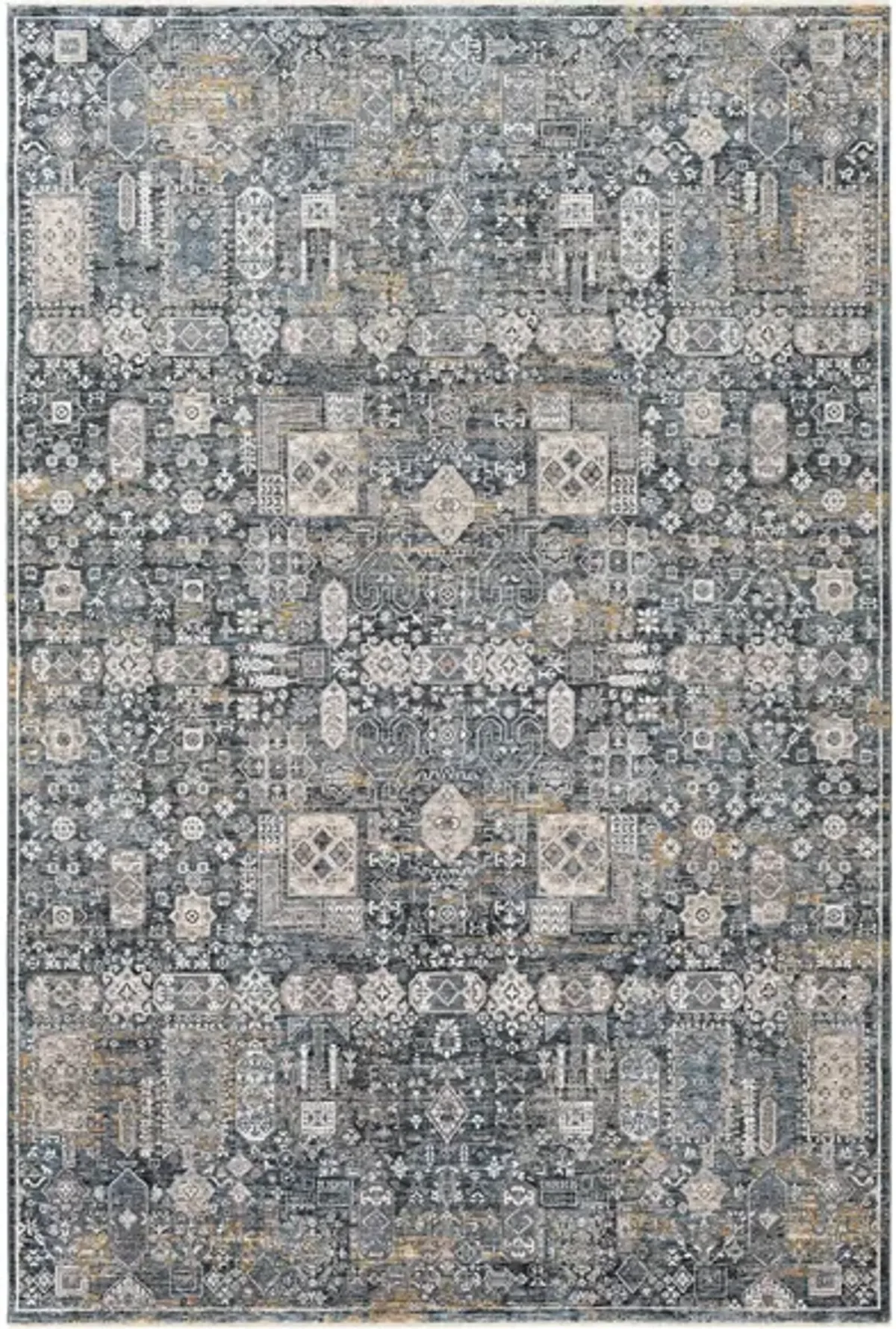 Caerdyf Tywyn Area Rug in Teal, Gray, Ivory, Charcoal by Surya