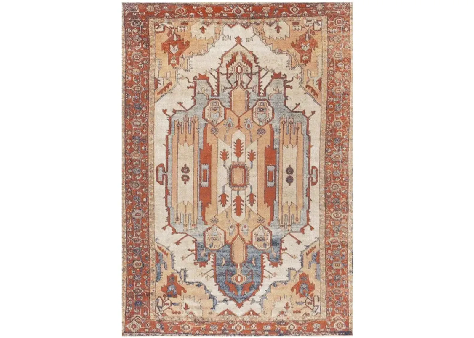 Huntington Beach Seville Indoor/Outdoor Area Rug in Red, Dusty Coral, Aqua, Dark Blue, Saffron, Gray, Medium Gray, Cream, Oatmeal, Orange by Surya