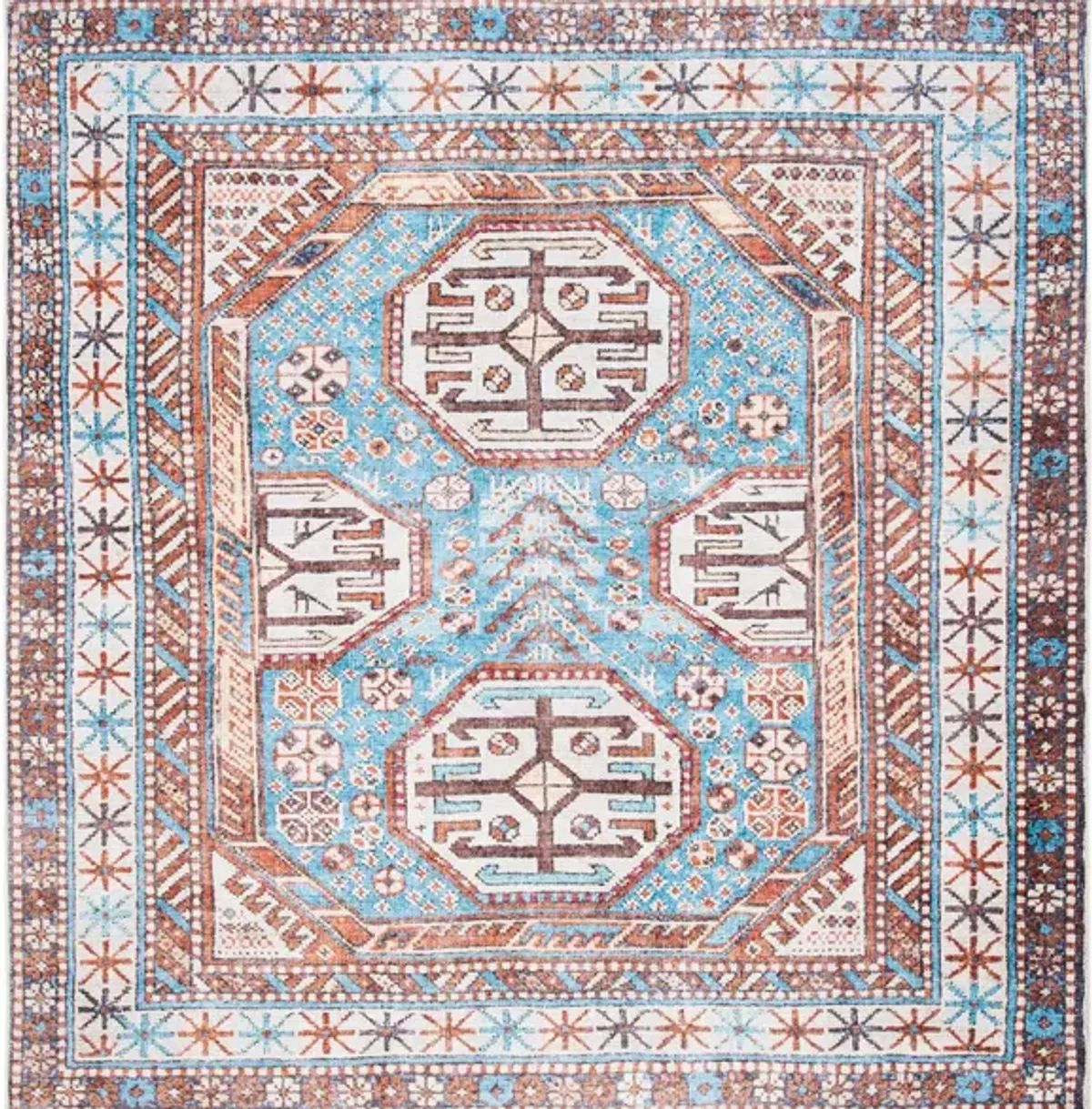 Serapi Area Rug in Light Blue & Brown by Safavieh