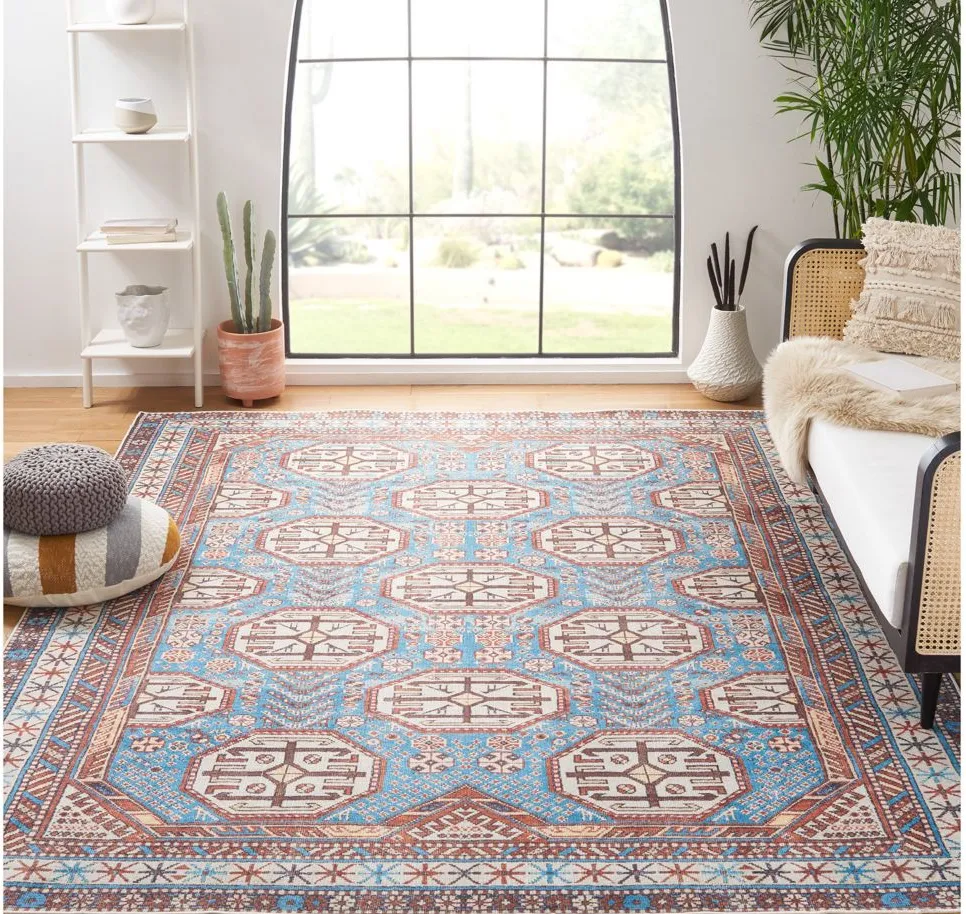 Serapi Area Rug in Light Blue & Brown by Safavieh