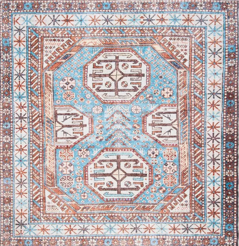 Serapi Area Rug in Light Blue & Brown by Safavieh