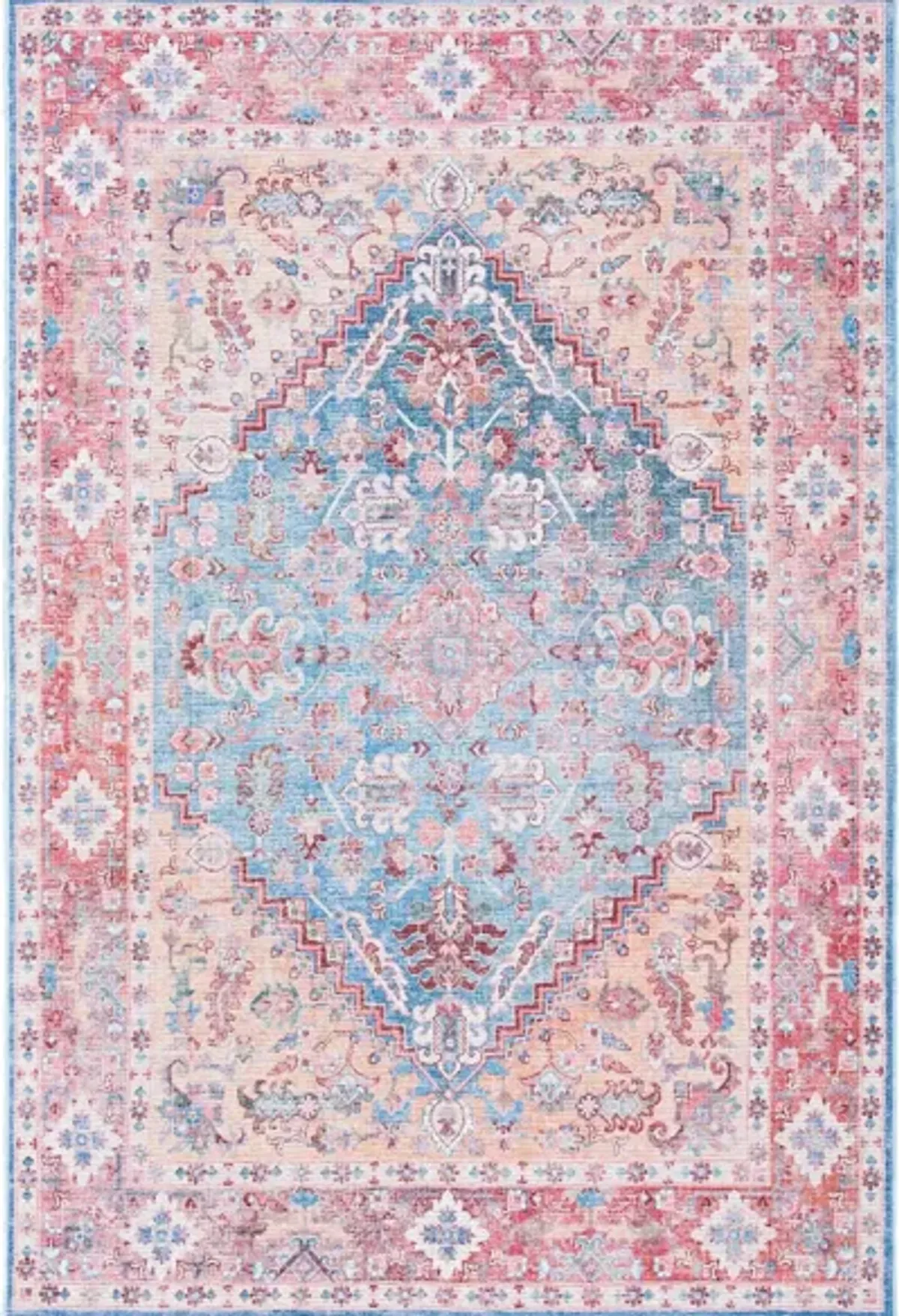 Serapi Area Rug in Blue & Rust by Safavieh