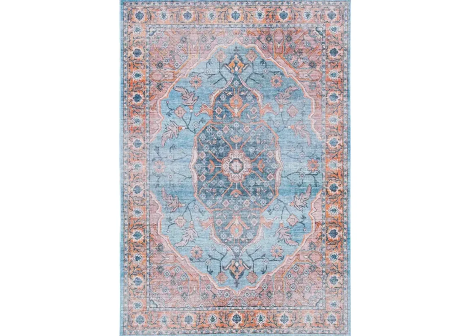 Serapi Area Rug in Blue & Orange by Safavieh