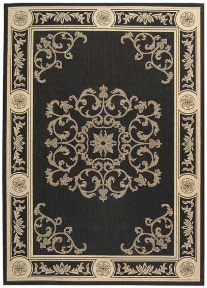 Courtyard Bordered Indoor/Outdoor Area Rug in Black & Sand by Safavieh