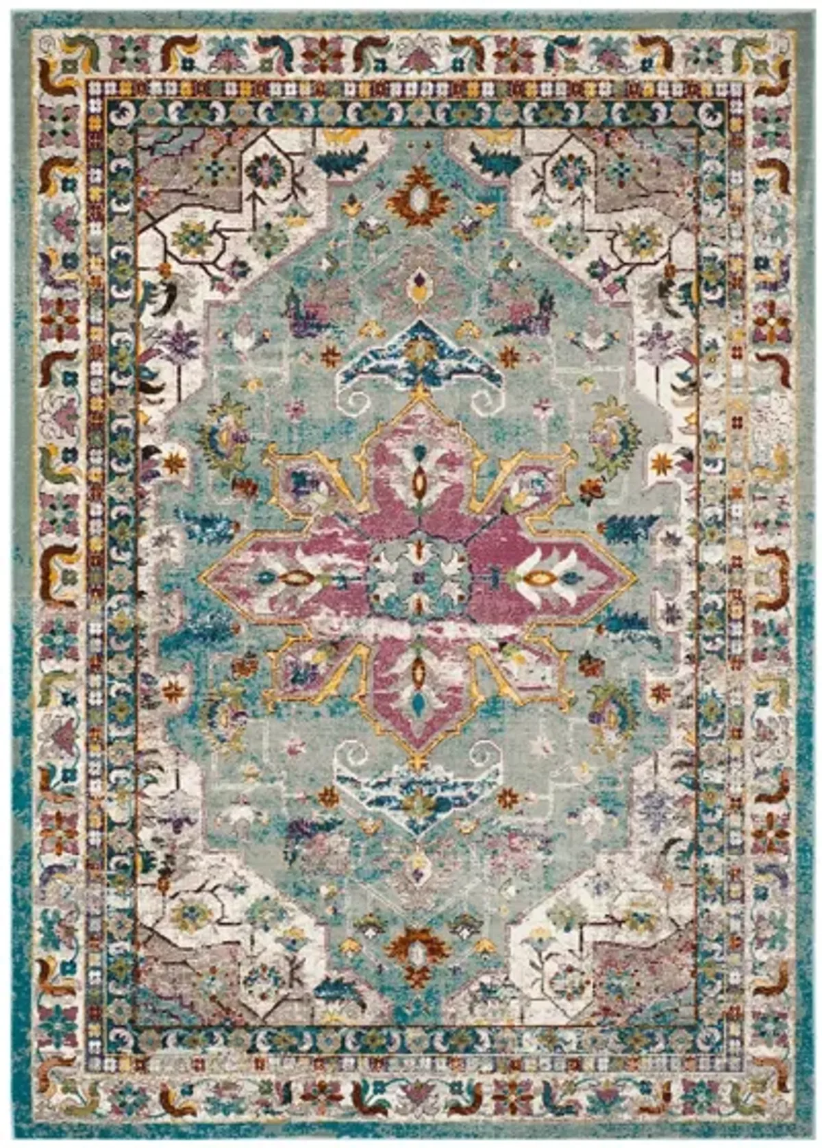 Aliza Area Rug in Green / Creme by Safavieh