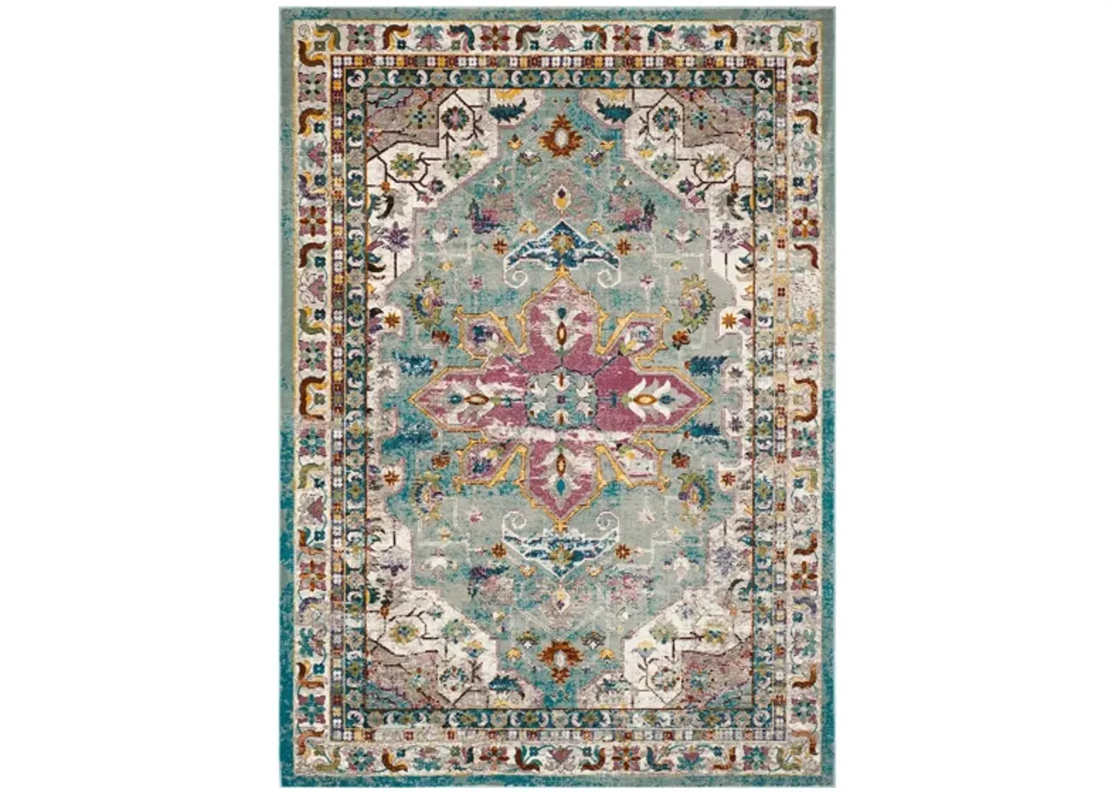 Aliza Area Rug in Green / Creme by Safavieh