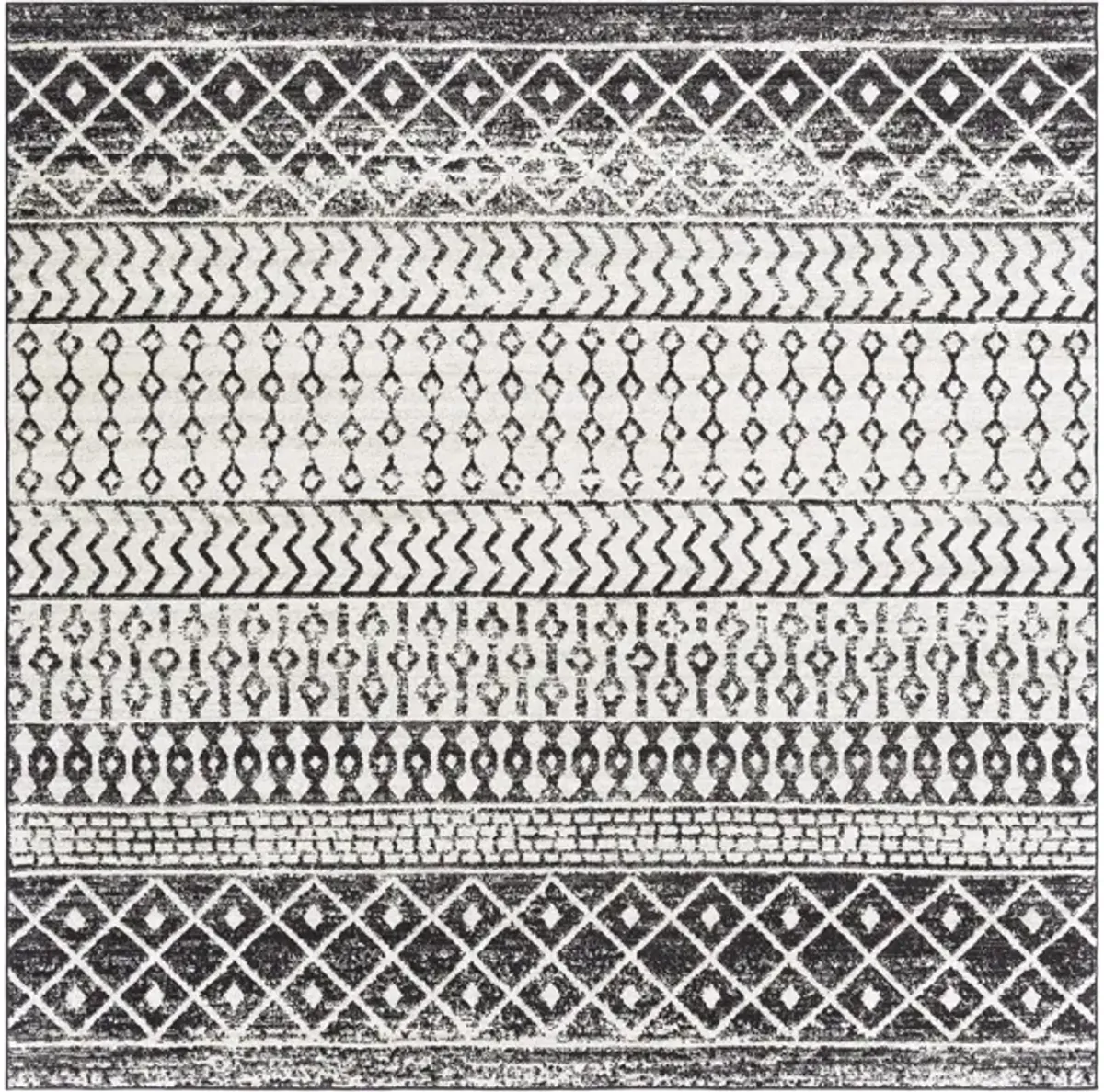 Elaziz Area Rug in Black, Light Gray, Medium Gray, White by Surya