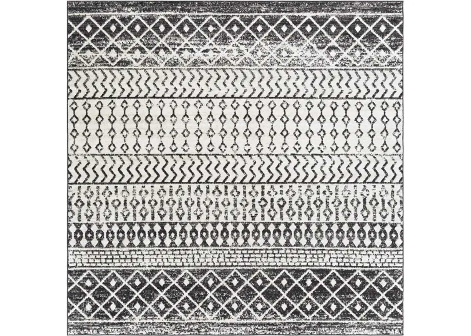 Elaziz Area Rug in Black, Light Gray, Medium Gray, White by Surya