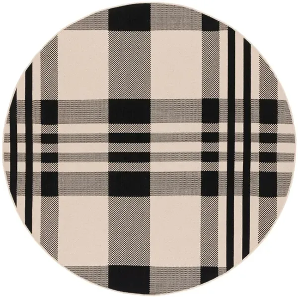 Courtyard Plaid Indoor/Outdoor Area Rug Round