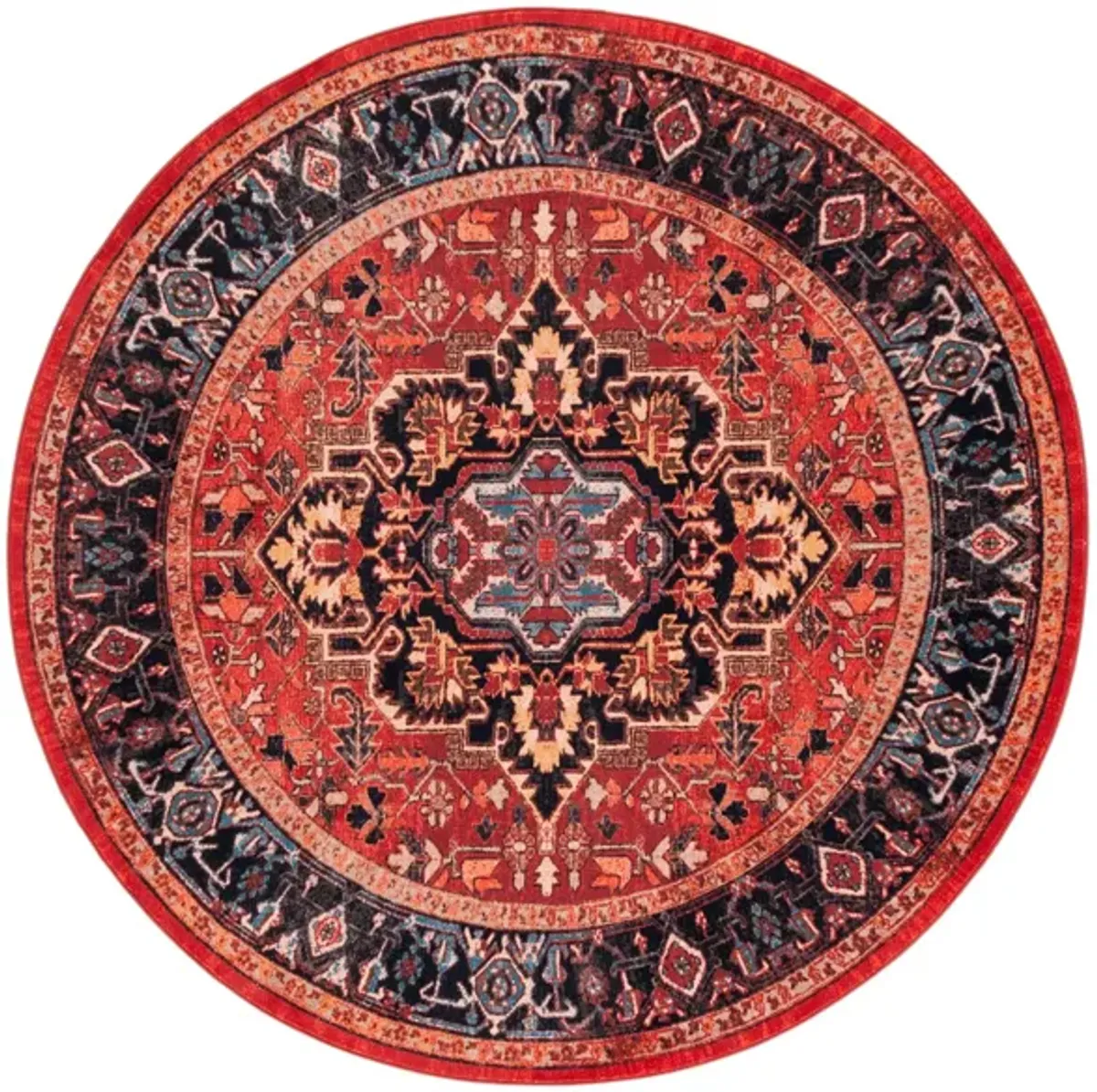 Rasmin Round Area Rug in Red/Blue by Safavieh