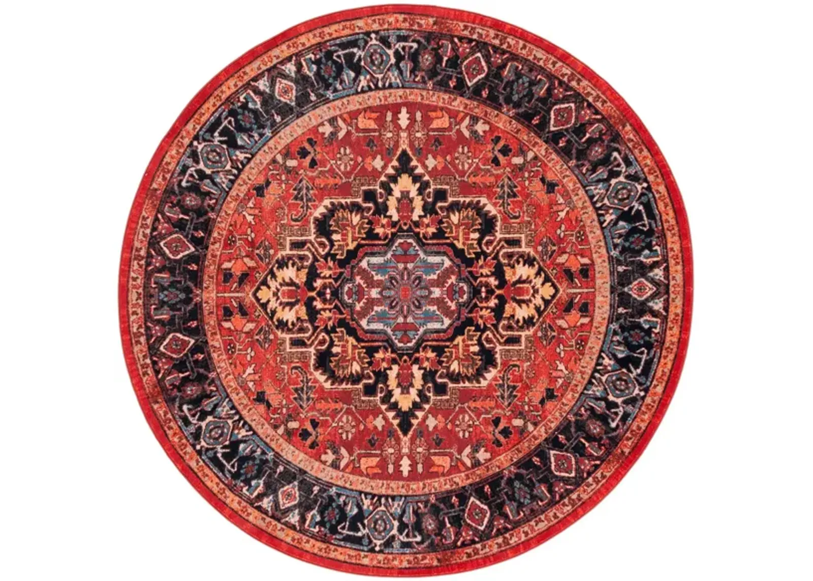 Rasmin Round Area Rug in Red/Blue by Safavieh